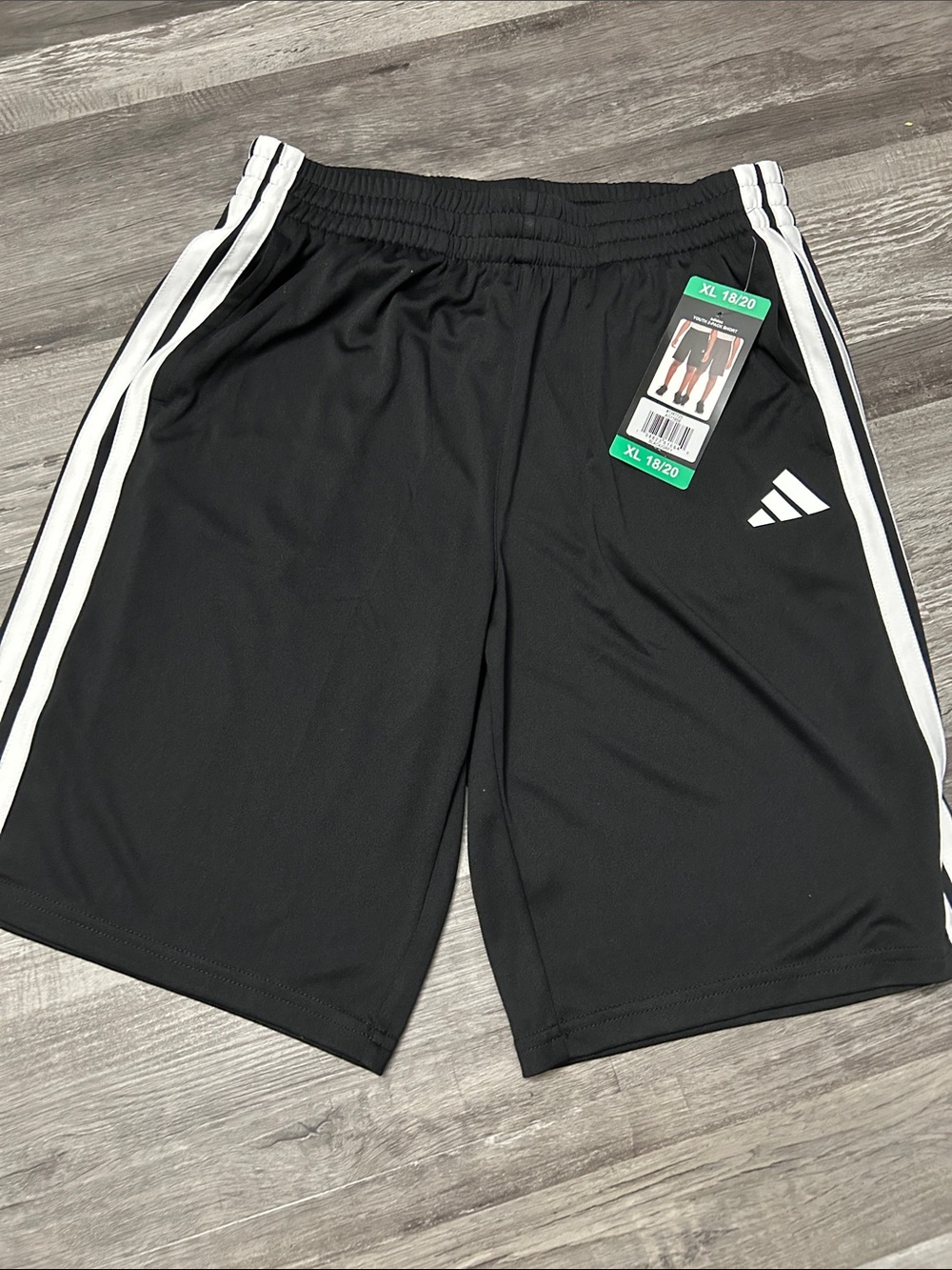 adidas Black Athletic Shorts with White Side Stripes